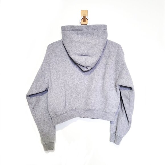 Aritzia TNA CozyAF Fleece Grey Cropped Zipper Hoodie Fleece Sweater - Size XS - Picture 2 of 8